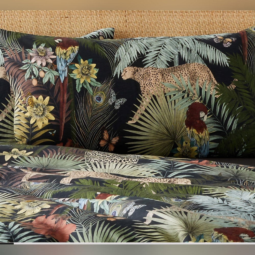 ❤️BUY 2 GET 1 FREE DEAL  Palm Grove Linen King Pillow Shams Set of 2